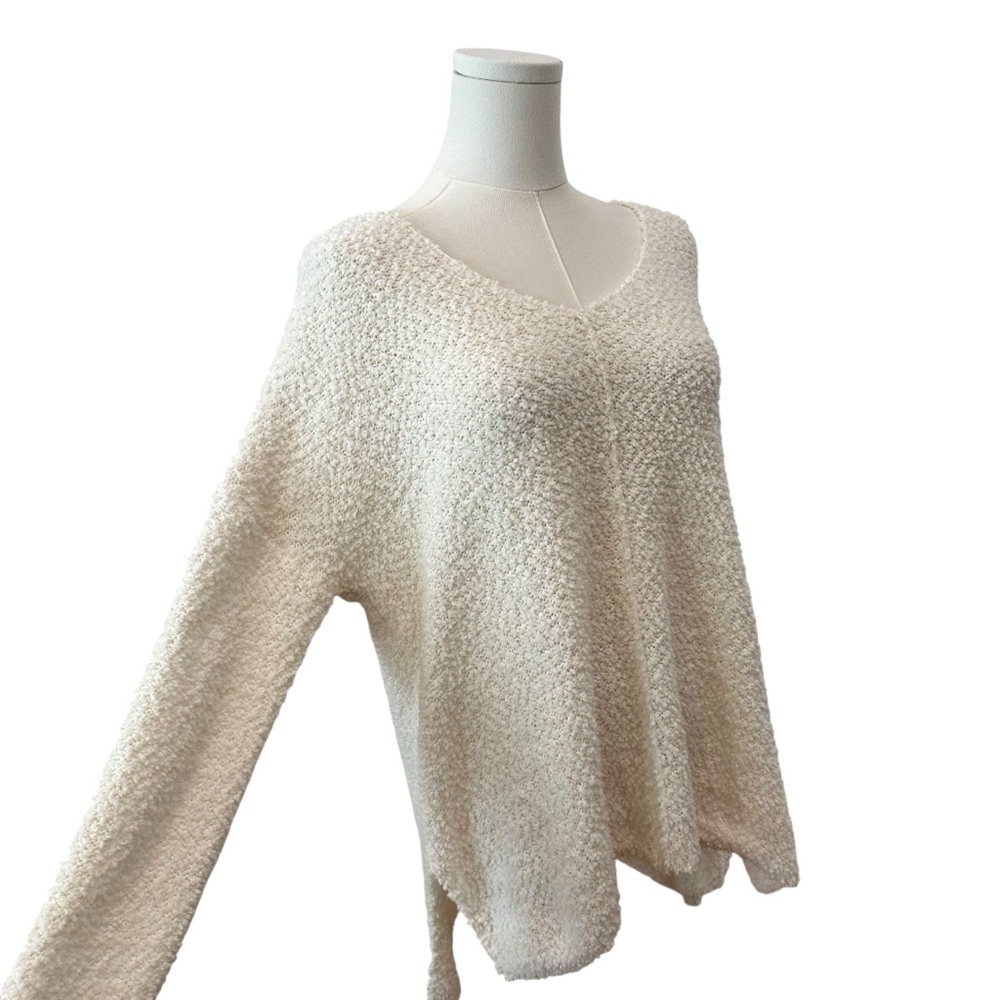 Women's Large Relaxed Ivory White Pullover Knit Cozy Winter Casual Soft Sweater - Picture 4 of 6
